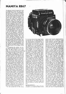 Mamiya RB 67 - System manual. Camera Instructions.